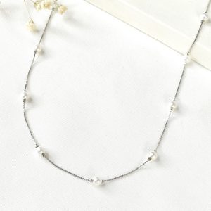 گردنبند نقره مروارید تک رج زنانه کد ITL-025