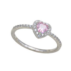 انگشتر نقره زنانه مدل نگین صورتی کد ITL-305