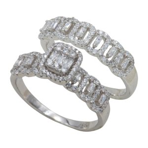 انگشتر حلقه و پشت حلقه نقره زنانه مدل ITL-201