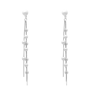 گوشواره نقره زنانه مدل مروارید سه رج کد ITL-134