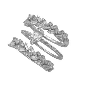 ست انگشتر نقره زنانه مدل حلقه و پشت حلقه طرح جواهر کد ITL-209