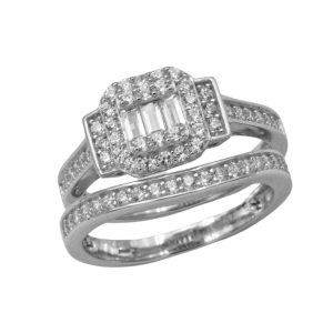 انگشتر نقره زنانه مدل حلقه و پشت حلقه طرح جواهر کد ITL-1228