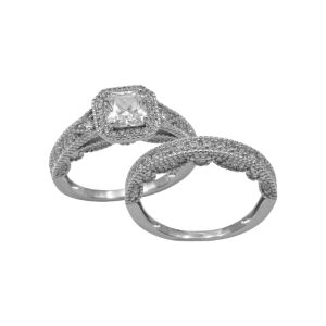 انگشتر نقره زنانه مدل حلقه و پشت حلقه طرح جواهر کد ITL-126